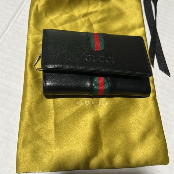 Black Card Holder with Green and Red Stripe